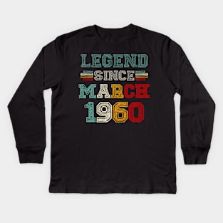 63 Years Old Legend Since March 1960 63rd Birthday Kids Long Sleeve T-Shirt